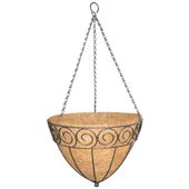 35cm Scroll Design Cone Hanging Basket with Coco Liner and Chain