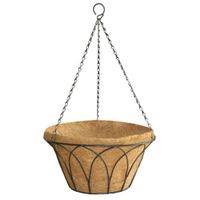 30cm Gothic Round Hanging Basket with Coco Liner & Chain