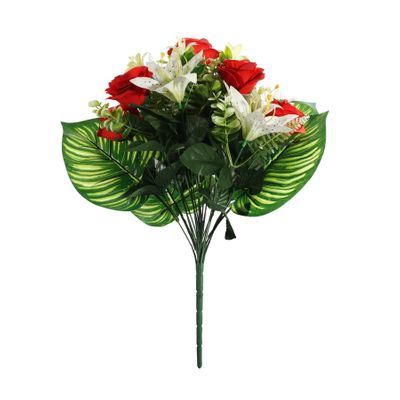 Pembroke Open Rose with Tiger Lily Mixed Bush x 18 - Red/White