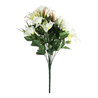Pembroke Diamond Rose with Lilies Mixed Bush x 18 - White
