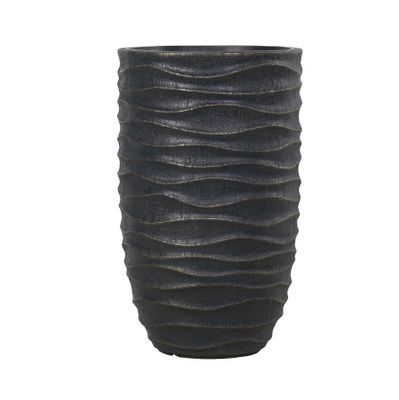 Hortus Outdoor - Tall Wave Design Planter Set x 3 - Dk Grey /Gold