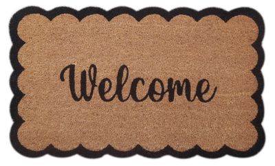 Doormat  - Scalloped Edge Welcome  - 45x75cm