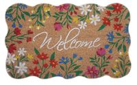 Doormat - Flowers scalloped edge - Welcome - 45x75cm