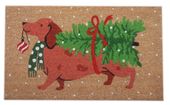 Doormat - Festive Dachshund with Tree - 45x75cm