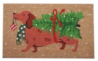 Doormat - Festive Dachshund with Tree - 45x75cm