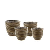 Round Balloon Stripe Pot - Set of 4