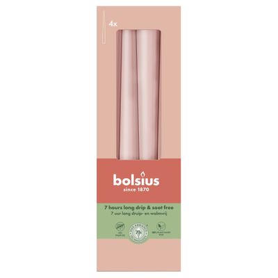 Bolsius Essentials Tapered  Candles - 245 x 24mm Box 4 - Misty Pink 