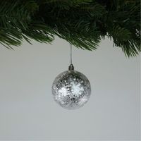 Crackle Silver Baubles (8cm) (6 Pieces)