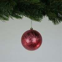 Crackle Red Baubles (10cm) (4 Pieces)