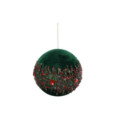 Jewelled Bauble - Green/Red - 12cm
