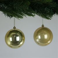 Pearlised Cream / Gold Baubles (10cm) (4 Pieces)