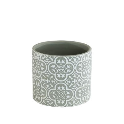 Patterened Grey/White Ceramic Pot 10.5cm