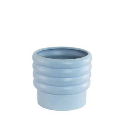 Light BLue Ribed pot 13.5cm