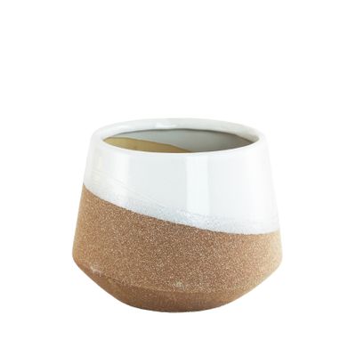 Two Tone Ceramic pot Brown/White 12cm