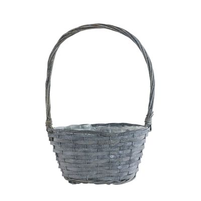 Split Willow Basket 25x17c13cm Grey/White Wash