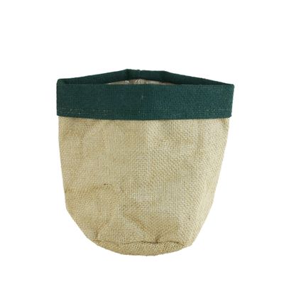 Hessian pot with Green Lip 14cm
