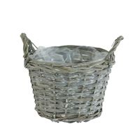 Deluxe Basket Grey Wash With Handles