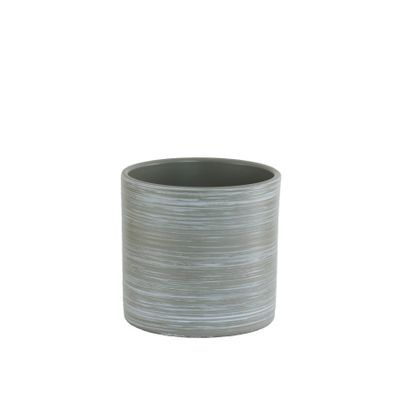 Ceramic pot grey/white stripes 13cm
