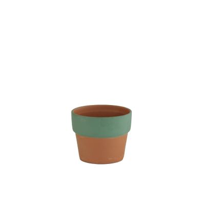 7cm Terracotta pot Green Rim