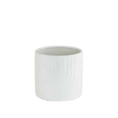 Off White Ceramic pot with design 13cm