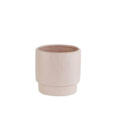 Pink Wavy lined Ceramic pot 13cm