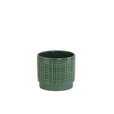 Garbara check ceramic pot green