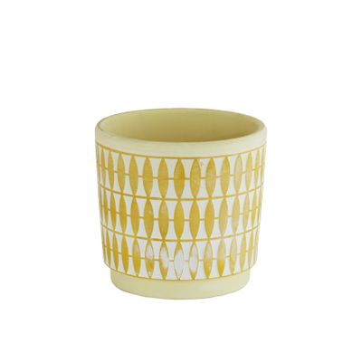 Pot Diamond Yellow/White 13cm
