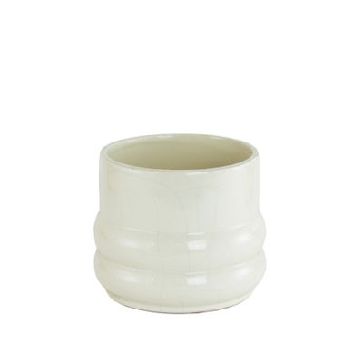 Cream 2 ribbed ceramic pot 12cm