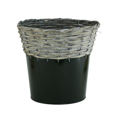 Large Tree Tin with split willow Basket Green