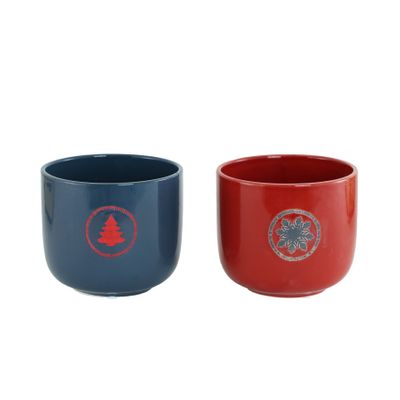 Ceramic Pot Blue + Red set Christmas