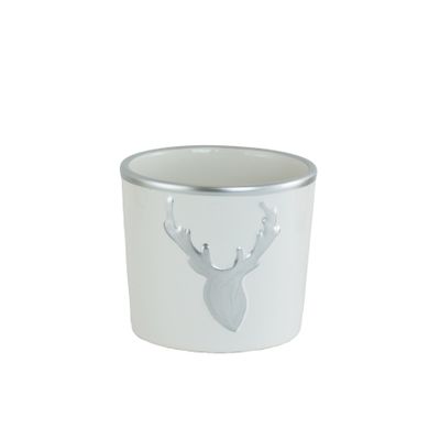 Ceramic White/Silver Stag Head Print