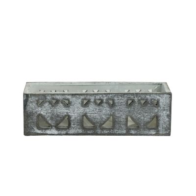 Wooden Planter Rectangle 3 Heart Grey