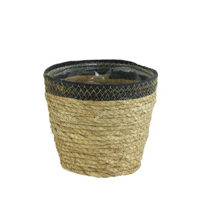 Pot Basket Brown with Black rim Willow Handle