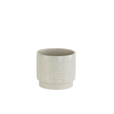 Beige Ceramic Pot 9cm Check
