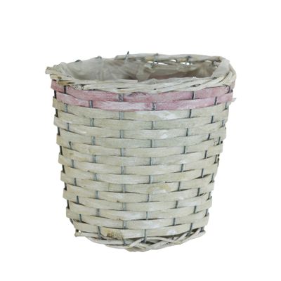 Basket with Pink rim Natural
