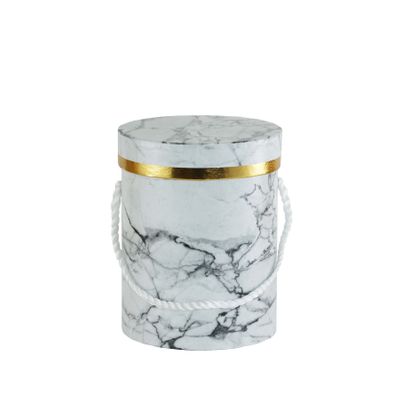 Hat Box Marble Gold Rim 17cm Rope Handle