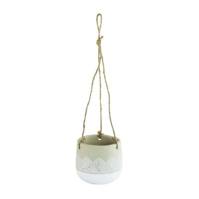 Hanging Ceramic White Heart Detail