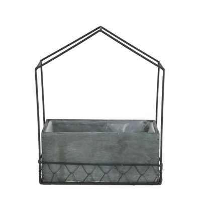 Zinc House Frame Wooden Planter