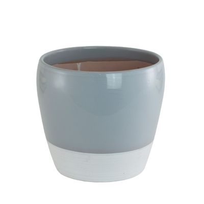 Glossed Grey Ceramic White Base 15cm 
