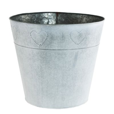 Zinc Bucket Silver Heart Detail 25cm