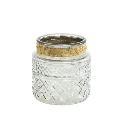 Glass Jar with Rope Grey