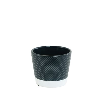 Dotted Black Pot with White rim 