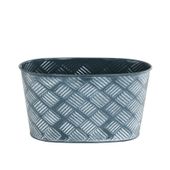 Grey Cross Hatch Oval Tin