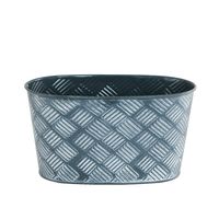 Grey Cross Hatch Oval Tin