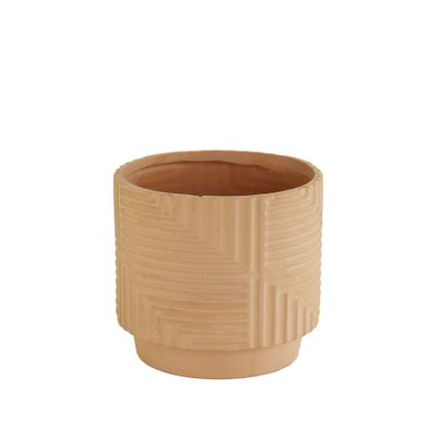 Lined Patterened Terracotta Pot 12cm 