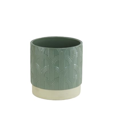 Sage Green Patterned - with White Rim Ceramic 12cm 