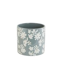 Blue glazed white detail ceramic