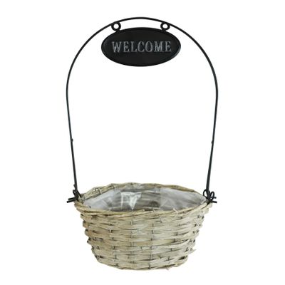 Basket welcome chipwood grey round 38cm