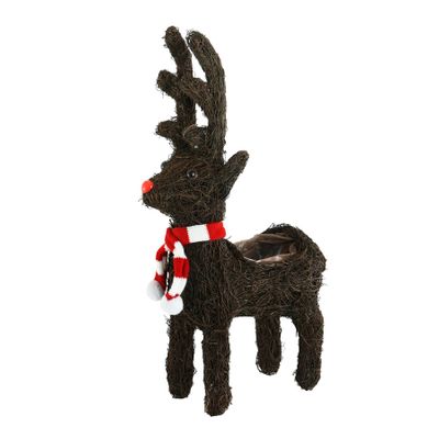 Christmas planter standing reindeer with scarf 31cm