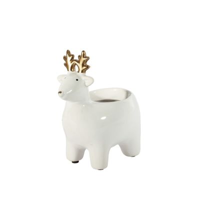 Gloss white reindeer gold antlers